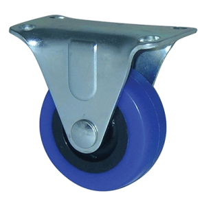 Blue Rubber Plate Fixed Castor Image