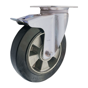 Coldene - Waste Bin Black Elastic Rubber Aluminium Core Swivel Plate Braked Castor - CDSTPBXXXEA-BIN - Main Image