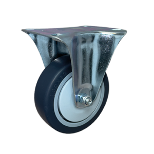 Grey Non Marking Rubber Tyre Plastic Core Pressed Steel Fixed Plate Castor - CDIFTPXXXTPR - Main Image