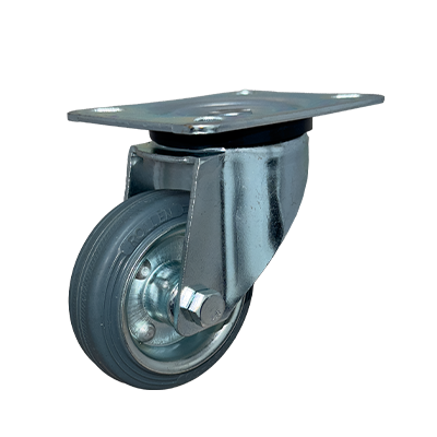 Grey Rubber Tyre Steel Core Pressed Steel Swivel Plate Castor - CDSTPXXXGRTSC - Main Image