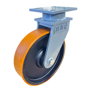 Coldene - Extra Heavy Duty Fabricated Swivel Plate Castor Polyurethane Tyre Cast Iron Core 2300kg Load Product Main Image