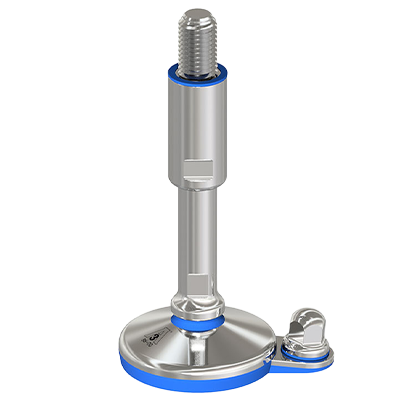 Coldene - Tekno-Hygenic Foot - Blue Vulcanized Rubber Pad -100mm Single Bolt Down Base