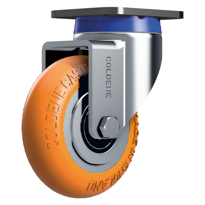 Coldene - Medium Duty Ergonomic Castor Swivel Plate Orange Polyurethane Tyre Aluminium Core - CDSTPXXAP-ERGO-LV - Product Main Image